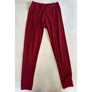 Satina Stretch Leggings Yoga Pants Wide Waist Band Berry Red Womens One Size